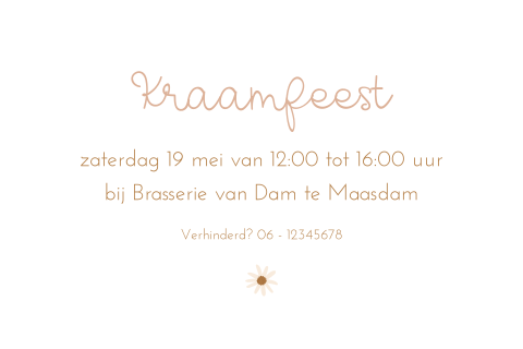 Schattig kraamborrelkaartje met madeliefje
