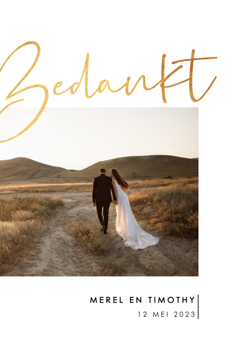 Clean bedankkaart met gouden details