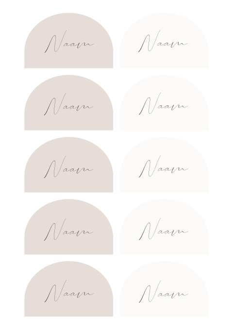 Naamkaartjes winter bruiloft halve boog in neutrale kleuren