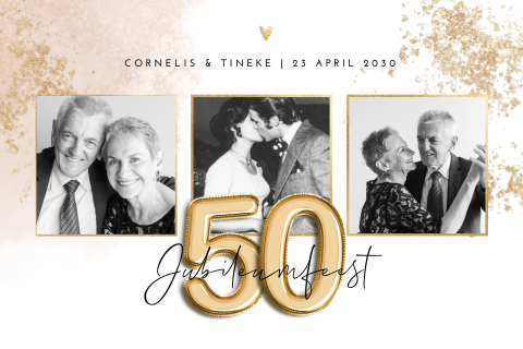 Jubileumkaart 50 jaar getrouwd feestelijk