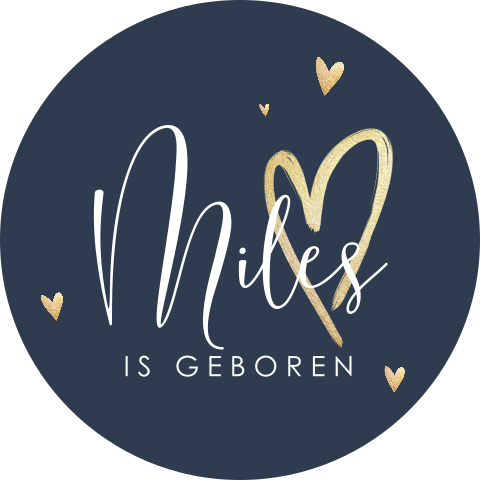 Raamsticker blauw met goudlook hartjes 60 cm