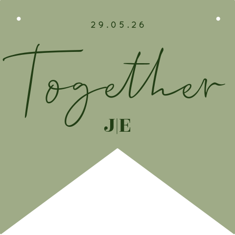 Stoelbordje bruiloft vaandel groen "Together"