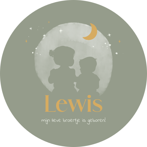 Raamsticker in groen met silhouetjes en maan