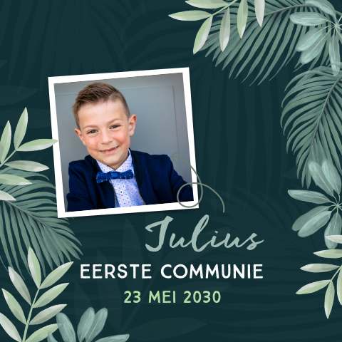 Communiekaartje jongen jungle met foto