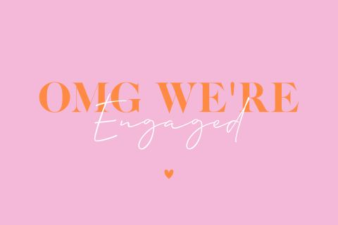 Verlovingskaart color blocking roze en oranje