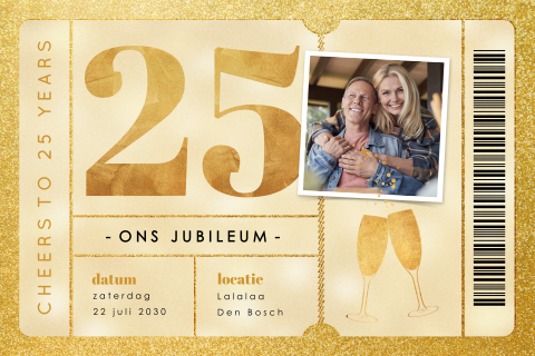 Uitnodiging 25-jarig huwelijk met champagneglazen