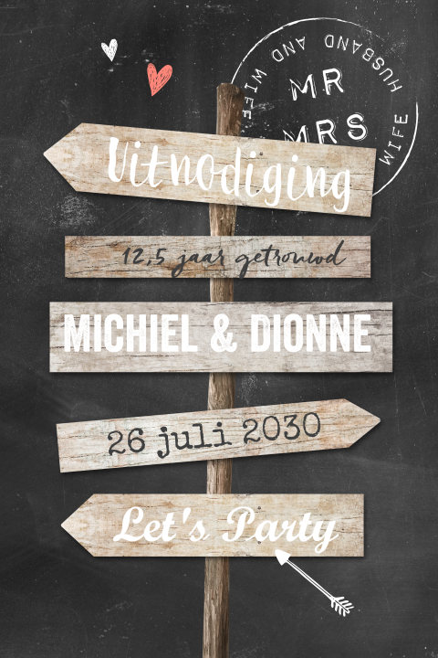 Uitnodiging 12,5 jarig huwelijksfeest stoer