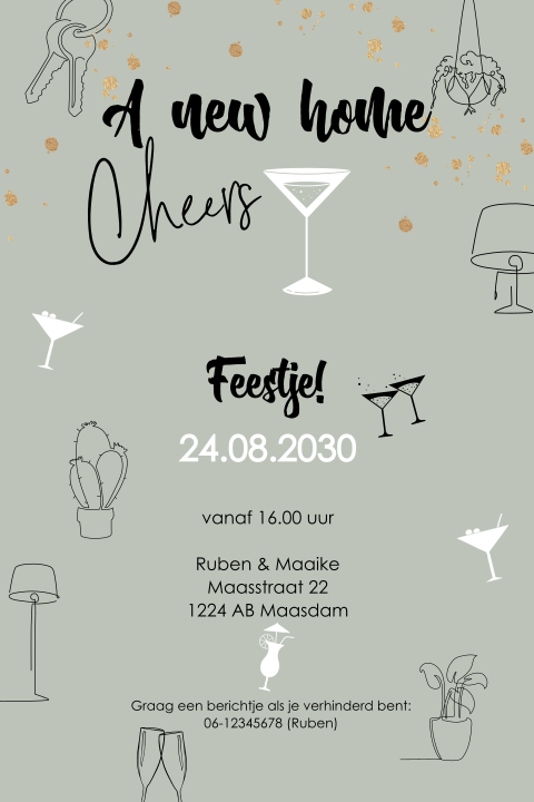 Vrolijke housewarming uitnodiging iconen