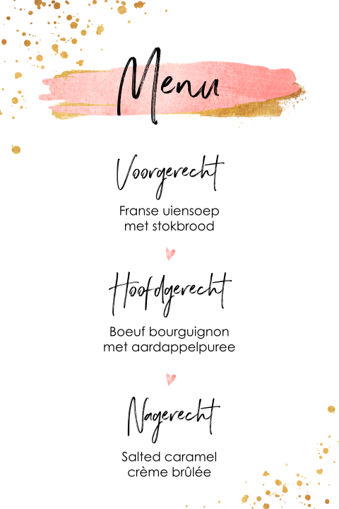 Twenty one dinner menukaart feestelijk met spetters