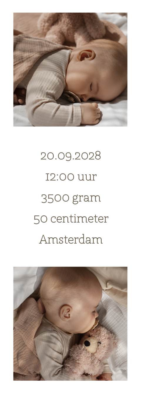 Fotostrip bij geboortekaartje met geboortegegevens | 4 stuks