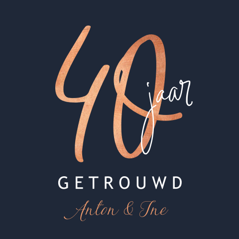 Uitnodiging huwelijksjubileum met cijfer 40 in brons