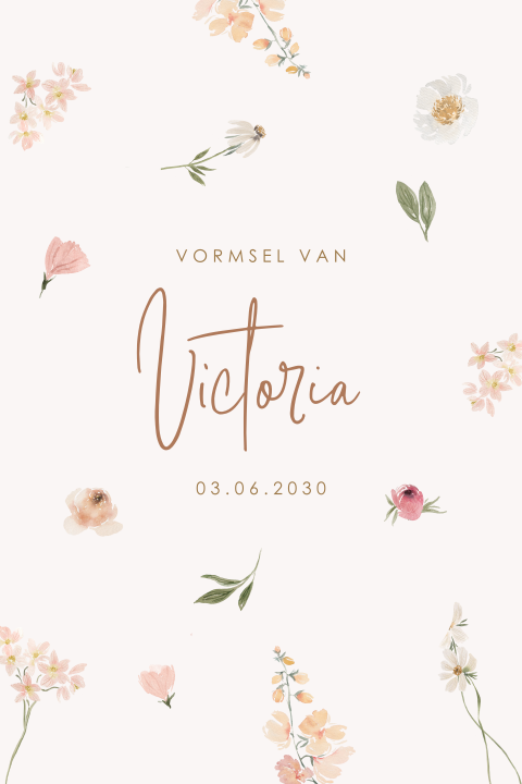 Uitnodiging vormsel met lentebloemen