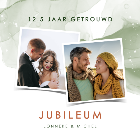 Jubileumkaart 12,5 jaar getrouwd met foto's en watercolour
