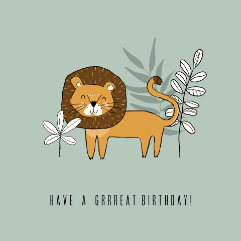 felicitatie kaart met leeuw