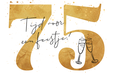 75 jaar verjaardag uitnodiging met confetti