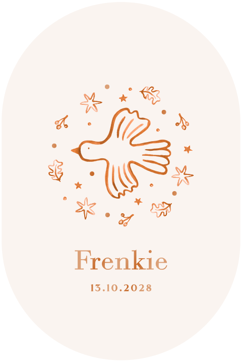 Geboortekaartje ovaal herfst met vogeltje