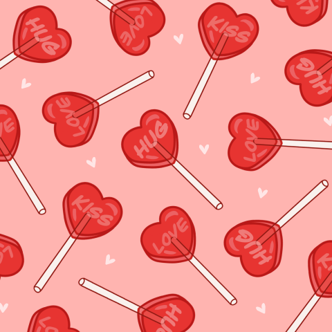 Lieve valentijnskaart met hartjes lollies