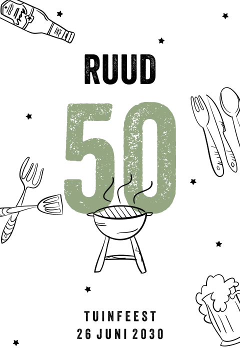 Uitnodiging bbq tuinfeest man 50 jaar