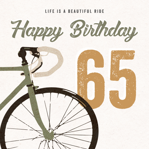 Retro felicitatiekaart met fiets