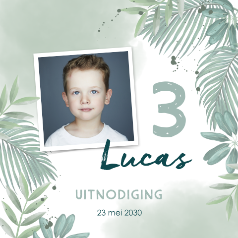Uitnodiging verjaardag jungle met foto