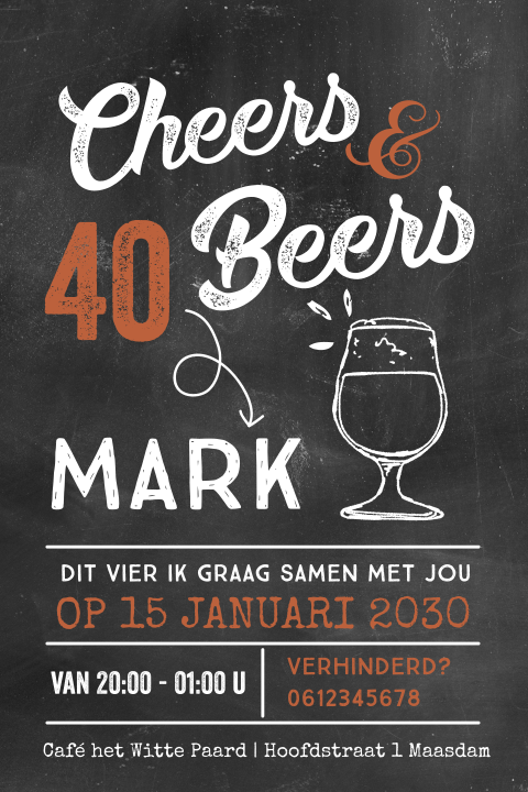 Hippe typografische verjaardagsuitnodiging voor een man