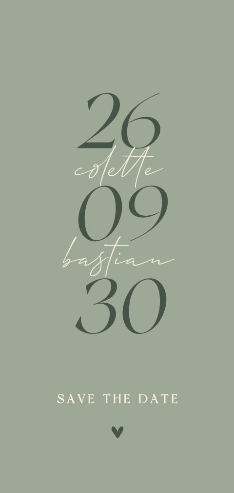Stijlvolle save the date in groen 