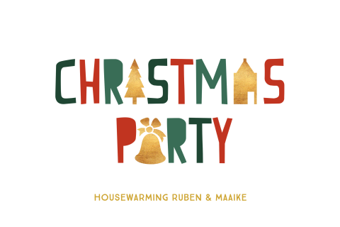 Uitnodiging housewarming kerst kleurrijk