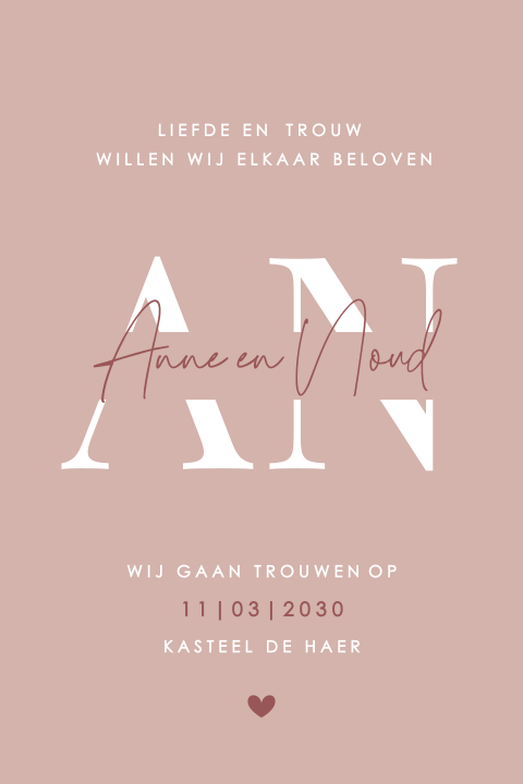 Stijlvolle trouwkaarten waarop jullie initialen centraal staan