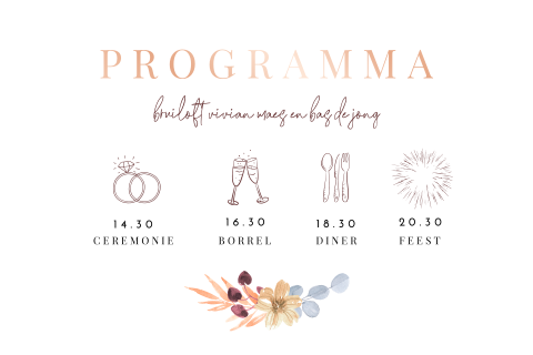 Programmakaartje met bloemen in herfsttinten