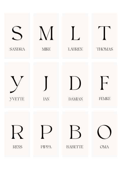 Naamkaartjes bruiloft minimalistische stijl