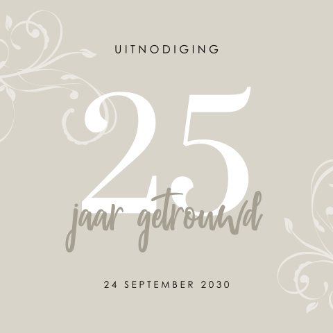Uitnodiging zilveren bruiloft met cijfer 25