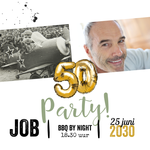 Uitnodiging man verjaardag met 50 ballon