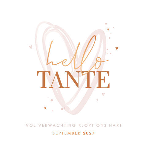 Aankondiging zwangerschap tante met roze hart en koperfolie