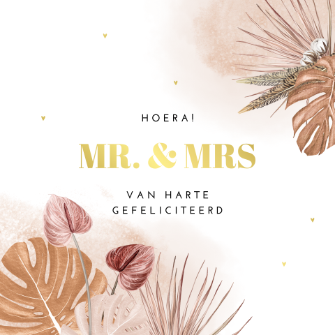 Bohemian felicitatiekaart huwelijk met goudfolie