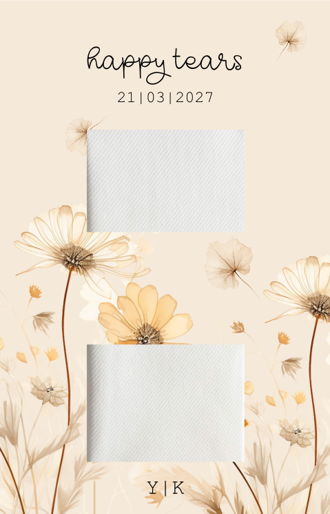 Happy tears kaart met bloemen in geel