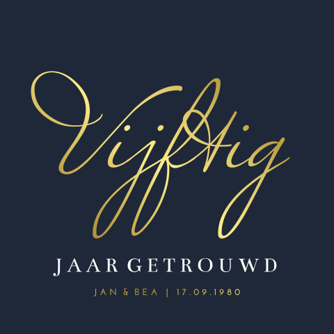 Goudfolie uitnodiging met geschreven vijftig