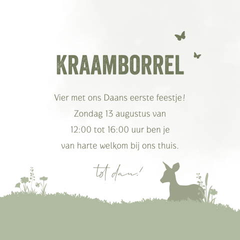 Kraamborrel uitnodiging met silhouetjes