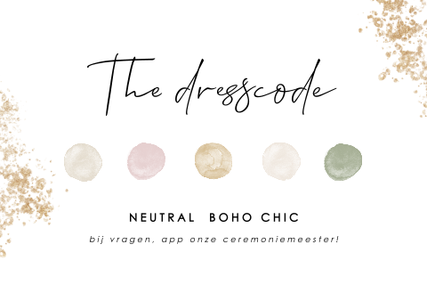 Dresscode kaartje met gouden details