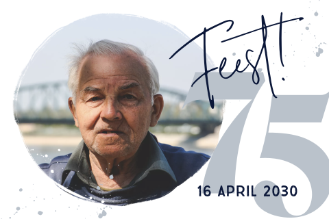 Vrolijke uitnodiging man 75 jaar