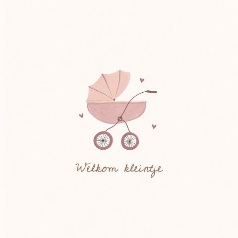 Wenskaart geboorte met kinderwagen