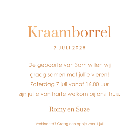 Kraamborrelkaartje clean met hoogglans