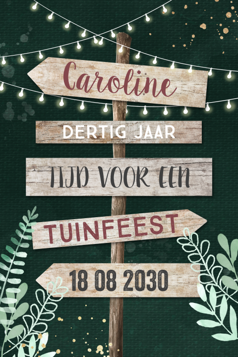Uitnodiging verjaardag 30 jaar tuinfeest wegwijzer