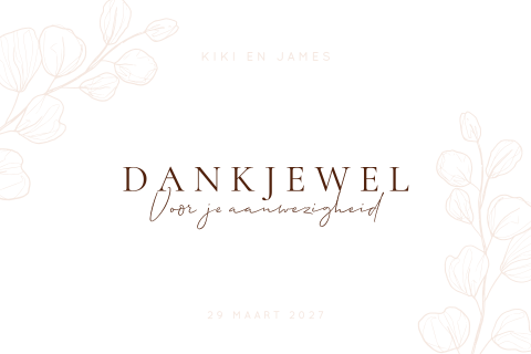 Bedankkaart voor bruiloft klassiek