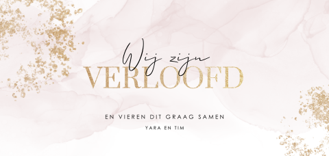 Verlovingskaart water color met gouden details