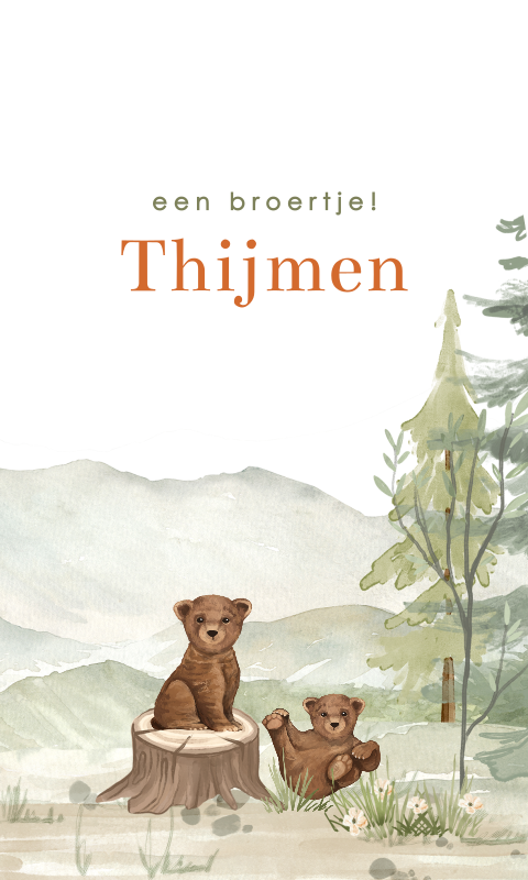 Boogkaartje met beren in het bos voor jongen