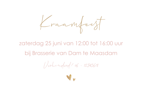 Klein kaartje voor kraamfeest uitnodiging
