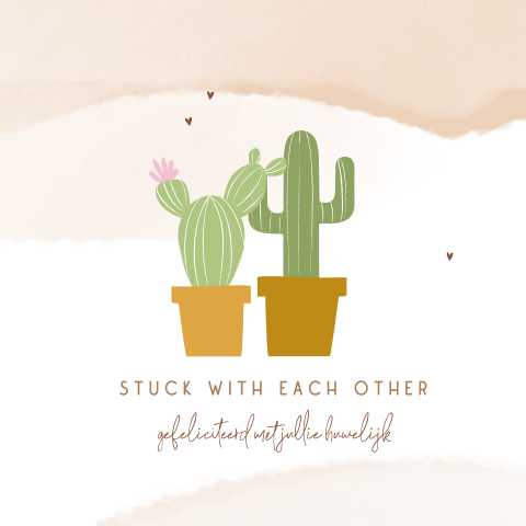 Humoristische felicitatie kaart huwelijk met cactussen