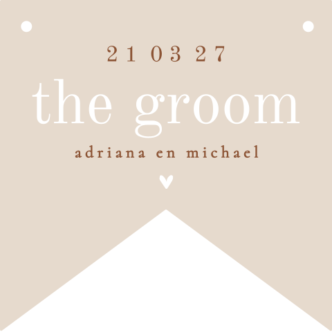 Stoelbordje bruiloft "The Groom" in neutrale kleuren