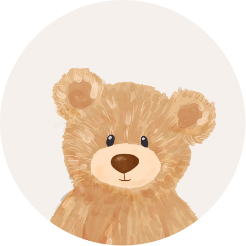 Muurcirkel babykamer met bruin beertje