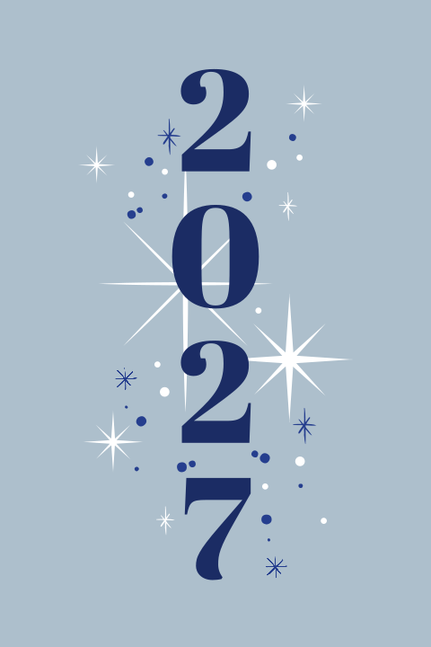 Zakelijke kerstkaart met sprankelend jaartal